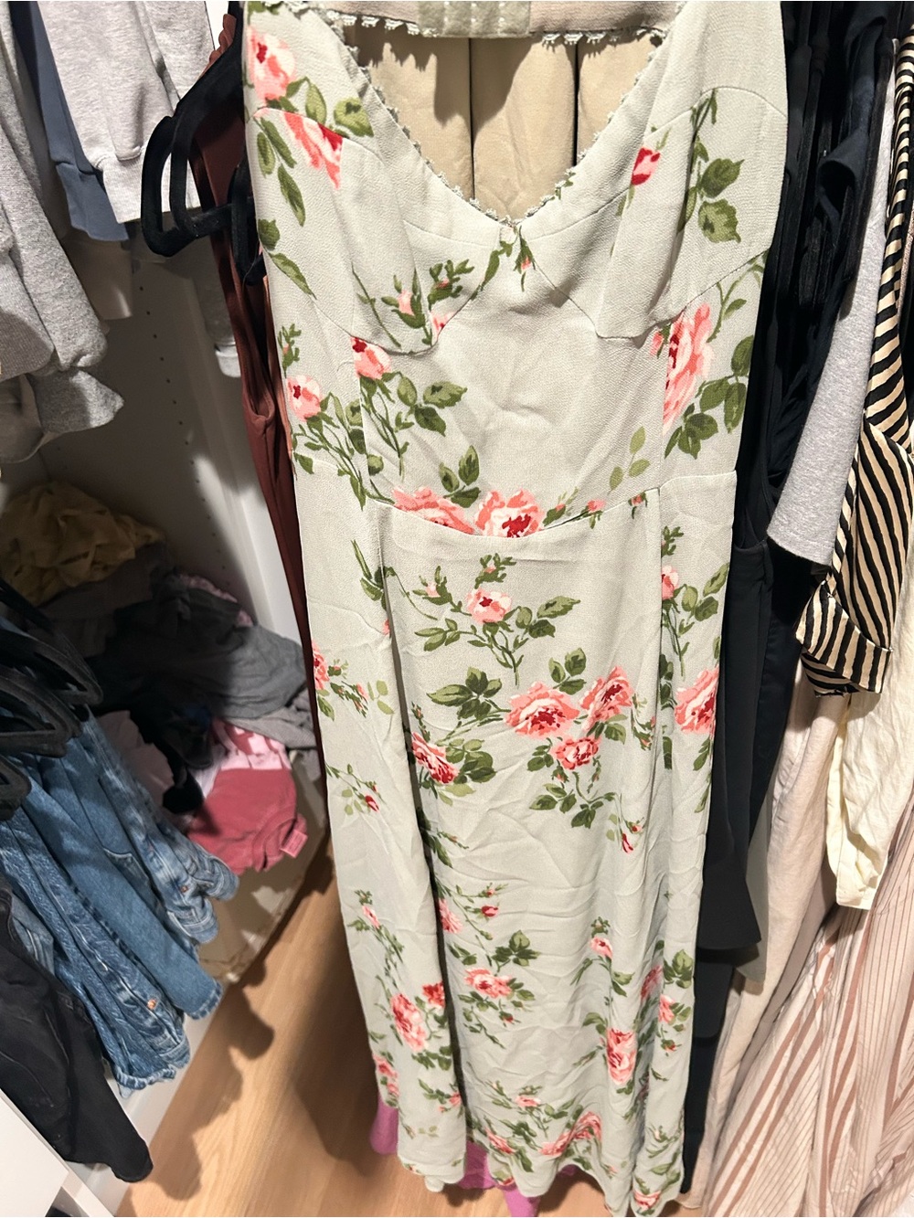 Reformation Sage Green Floral Midi Lela Dress - Picture 4 of 4